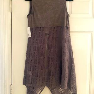 Long vest with suede top and lace bottom